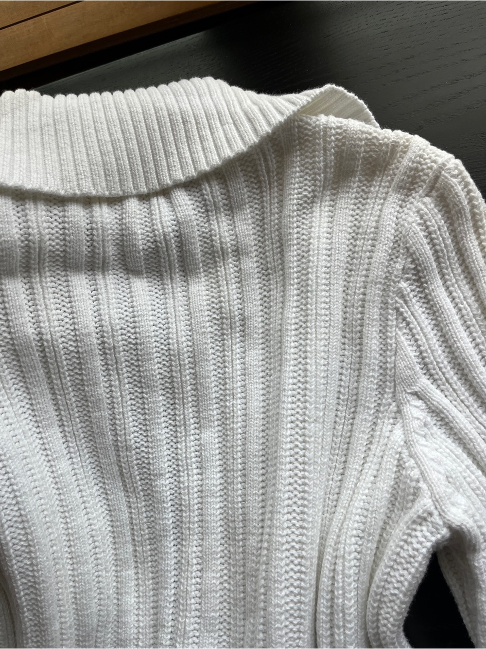 Chaps White 100% Cotton Ribbed Button-Up Cardigan Sweater Large L  - Picture 12 of 16